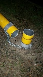 114OD yellow Aluminium Frangible Pole impact, WA